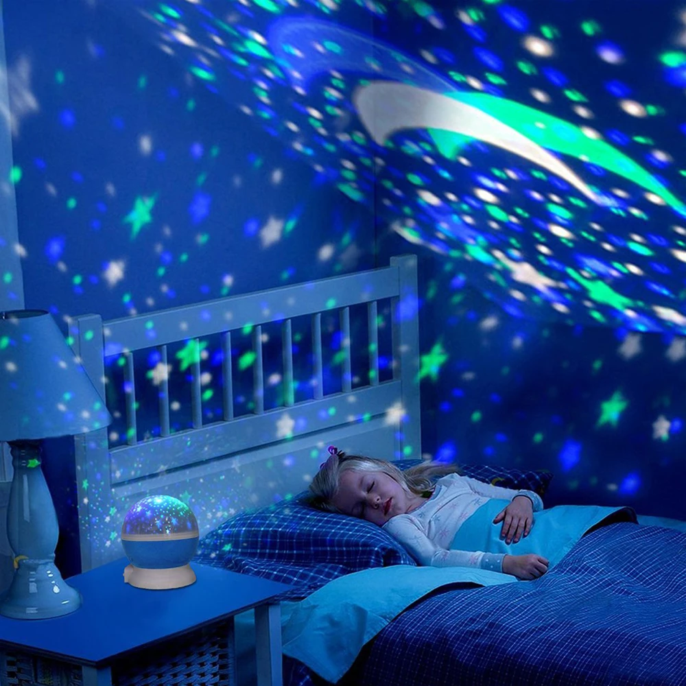 LED Starry Night Light Projektor Star Master Lamp Kuu Taevas Pöörlevat Romantiline Projektsioon Kerge Laste Magamistuba Decor & Kingitused