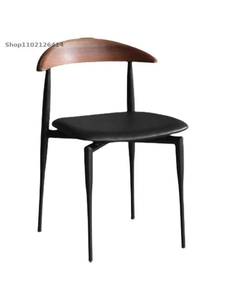 Söökla juhataja hele luksus täispuidust tagasi tooli itaalia minimalistlik sepistatud rauast nahast sarv tool restoran home design