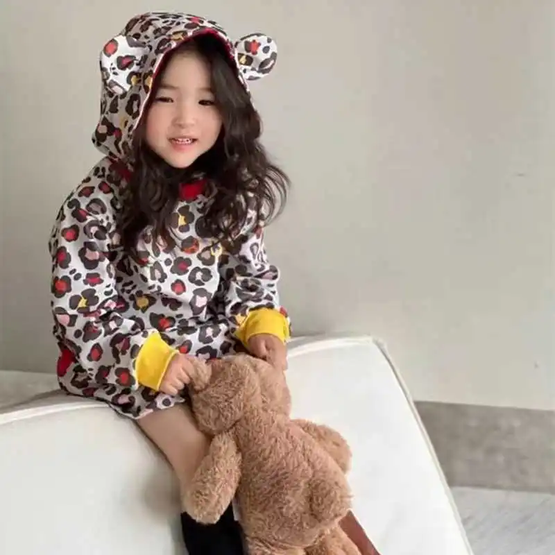 2023 Suvel Tüdruk Lepinguosalise Kleit Printsess Leopard Printida Kleit Lapsed Puuvill KNZ Kleidid Tüdruk Luksus Riided