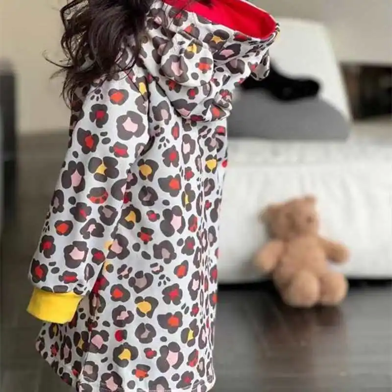 2023 Suvel Tüdruk Lepinguosalise Kleit Printsess Leopard Printida Kleit Lapsed Puuvill KNZ Kleidid Tüdruk Luksus Riided
