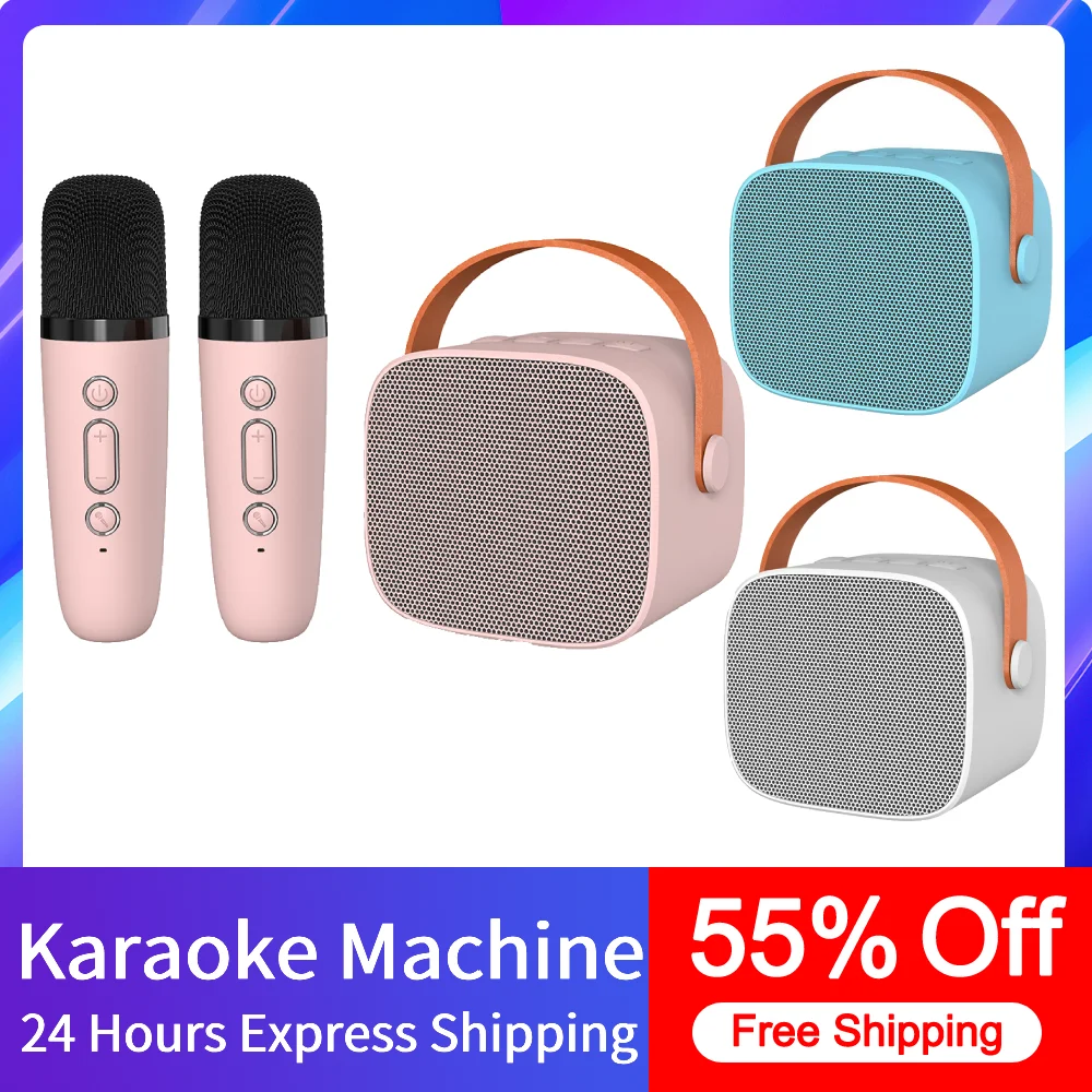 Mikrofon Karaoke Masin, Kõik-Ühes-Kaasaskantav Bluetooth 5.3 KTV Speaker System 1-2 Traadita Mikrofonid Kodus Pere KTV