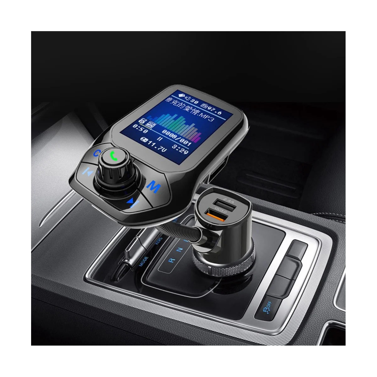 Bluetooth-5.0 FM-Transmitter-Car-USB-MP3-Mängija Juhtmeta käed-Vabad autovarustus koos QC3.0 Auto Kiire Laadimine