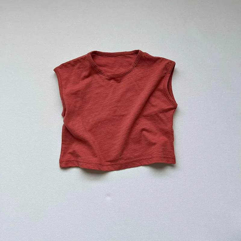 Korea Versioon Vest Lapse Vest (Solid Color Lihtne Pullover Särk Imikute Alusrõivad Beebi Unisex Õhuke Puuvillane Pehme Varrukateta Tees