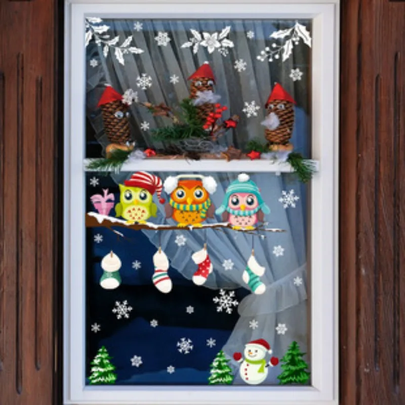 Klaas Uksed ja Aknad Dekoratiivsed Kleebised Jõulud Lumehelves Pingviin Elektrostaatiline Kleebised kahepoolne Visuaalne Kleebised PVC