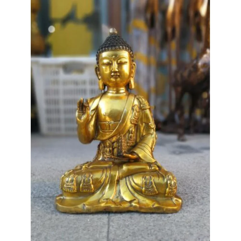 Kollektsiooni 29cm Budistliku Antiik Pronks, Kullatud Buddha Vana Templi Kuju